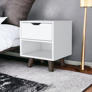 Homeroots 19" White One Drawer Faux Wood Nightstand   543698