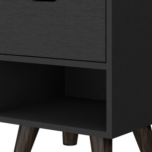 Homeroots 19" Black One Drawer Faux Wood Nightstand   543699