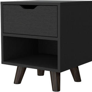 Homeroots 19" Black One Drawer Faux Wood Nightstand   543699