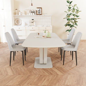English Elm 62.99-78.74" Expandable Dining Table Set For 2-8 With 4 Comfort Chairs, Stylish U-Shaped Legs & Space-Saving Design W2189S00716