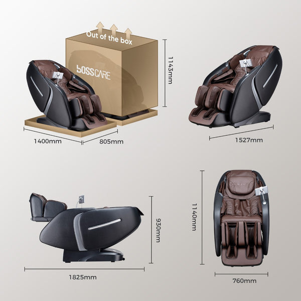 English Elm Massage Chair 4d Robotic Sl Track Zero Gravity Full Body Airbag Touchscreen Spa Recliner Black+Brown W730P343900