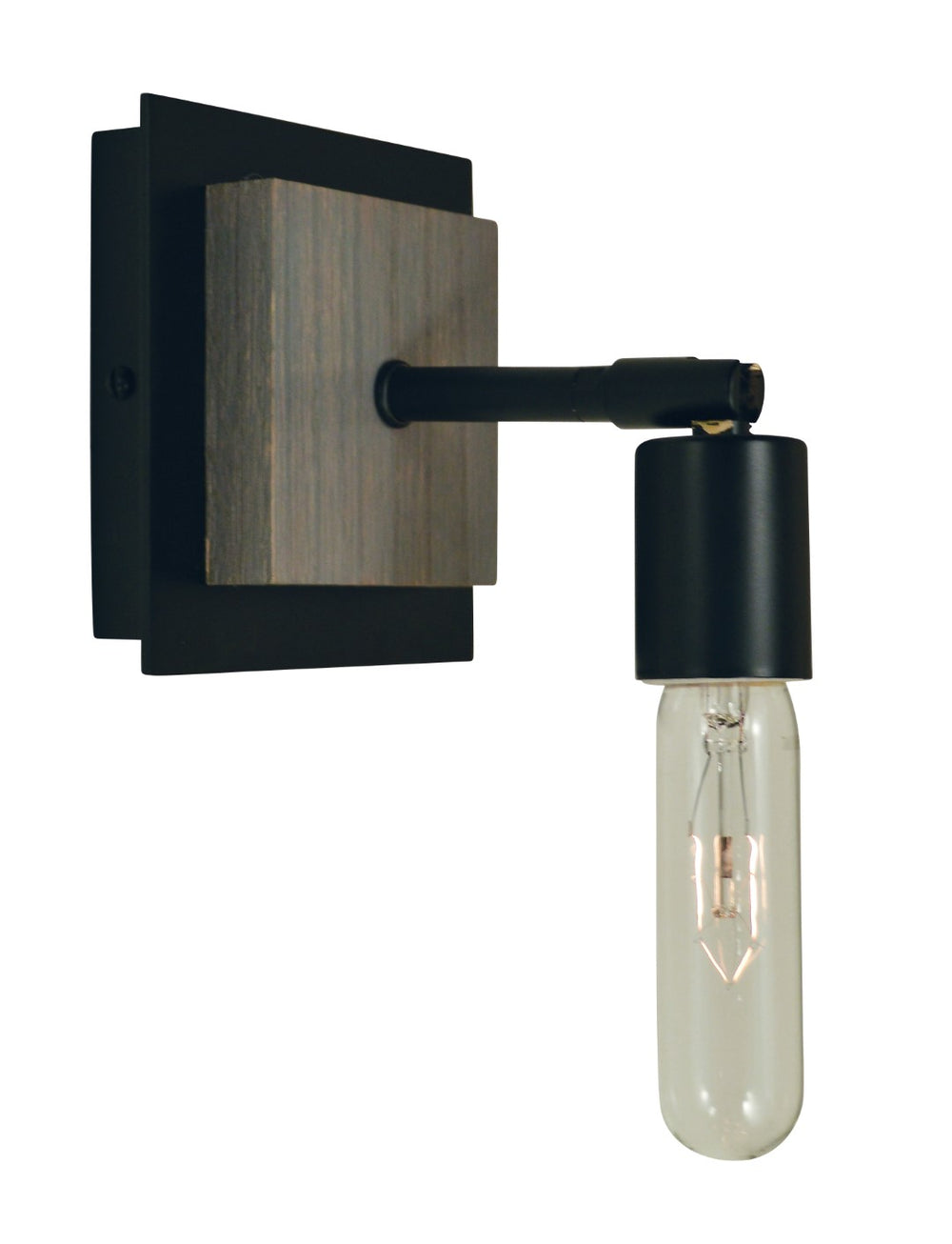 Framburg 1-light Candle-style Sconce With Grey Oak Accents - Elegant American-made Wall Lighting Fixture Matte Black Metal 5411 Mblack