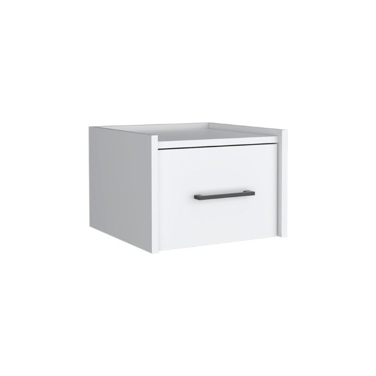 HomeRoots 10 Inch Floating Nightstand with Single Drawer Modern Wood Bedroom Wall Shelf 543700
