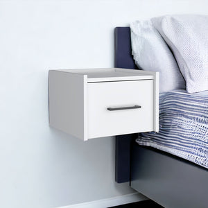 Homeroots 10" White One Drawer Faux Wood Floating Nightstand   543700