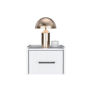 Homeroots 10" White One Drawer Faux Wood Floating Nightstand   543700