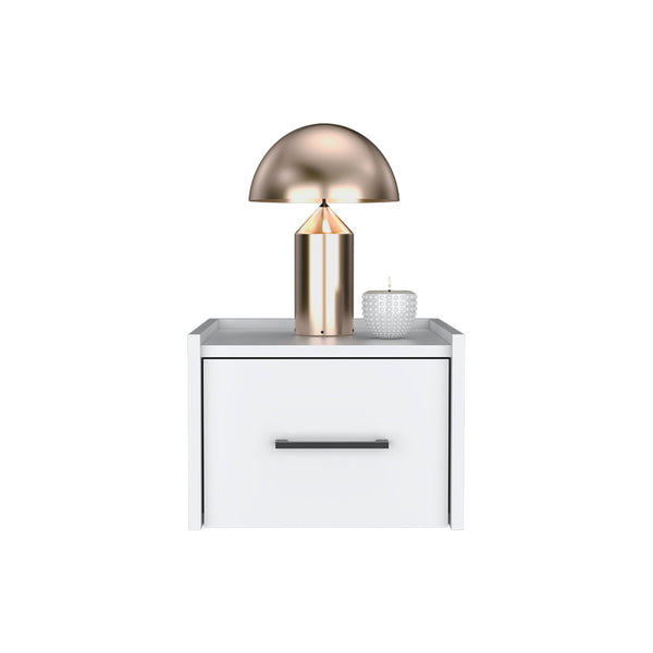 Homeroots 10" White One Drawer Faux Wood Floating Nightstand   543700