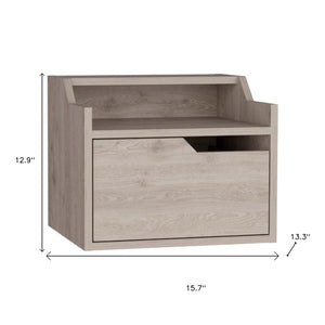 HomeRoots 13" Gray Wood Floating Nightstand - Sleek Wall-Mounted Design with One Drawer for Compact Spaces 543704