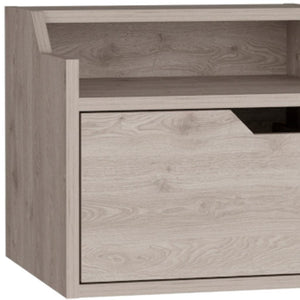 HomeRoots 13" Gray Wood Floating Nightstand - Sleek Wall-Mounted Design with One Drawer for Compact Spaces 543704
