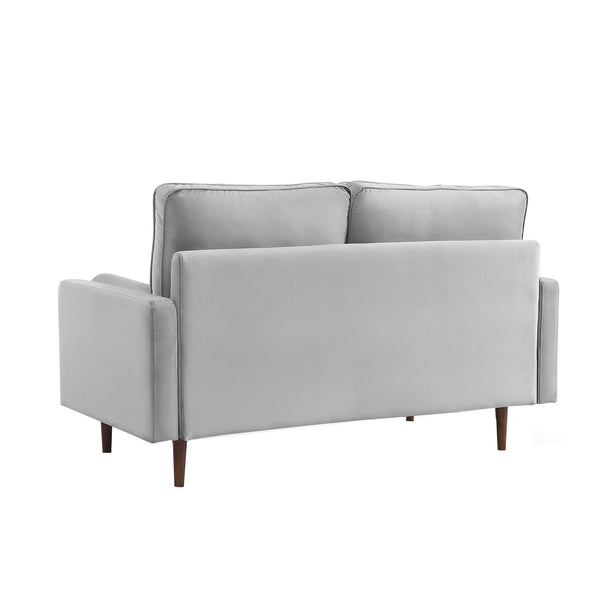 Homeroots 69" Gray Velvet Sofa And Toss Pillows With Dark Brown Legs   543707