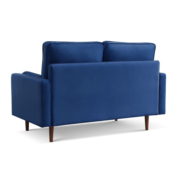 HomeRoots 57" Luxurious Blue Velvet Loveseat with Dark Brown Legs & 2 Bolster Pillows - Chic Comfort for Any Space 543710