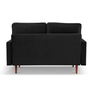 HomeRoots 57" Black and Dark Brown Velvet Loveseat with Bolster Pillows - Elegant Comfort for Any Space 543712