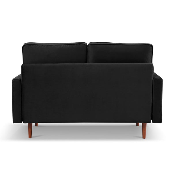 HomeRoots 57" Black and Dark Brown Velvet Loveseat with Bolster Pillows - Elegant Comfort for Any Space 543712