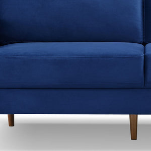 Homeroots 69" Blue Velvet Sofa With Dark Brown Legs   543714
