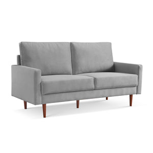 Homeroots 69" Gray Velvet Sofa With Dark Brown Legs   543715