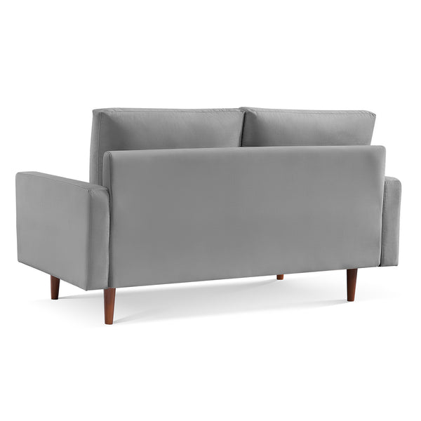 Homeroots 69" Gray Velvet Sofa With Dark Brown Legs   543715