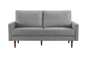 Homeroots 69" Gray Velvet Sofa With Dark Brown Legs   543715