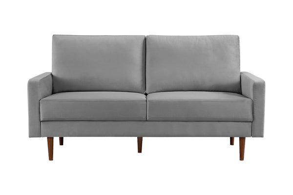 Homeroots 69" Gray Velvet Sofa With Dark Brown Legs   543715
