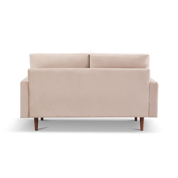 Homeroots 69" Beige Velvet Sofa With Dark Brown Legs   543717