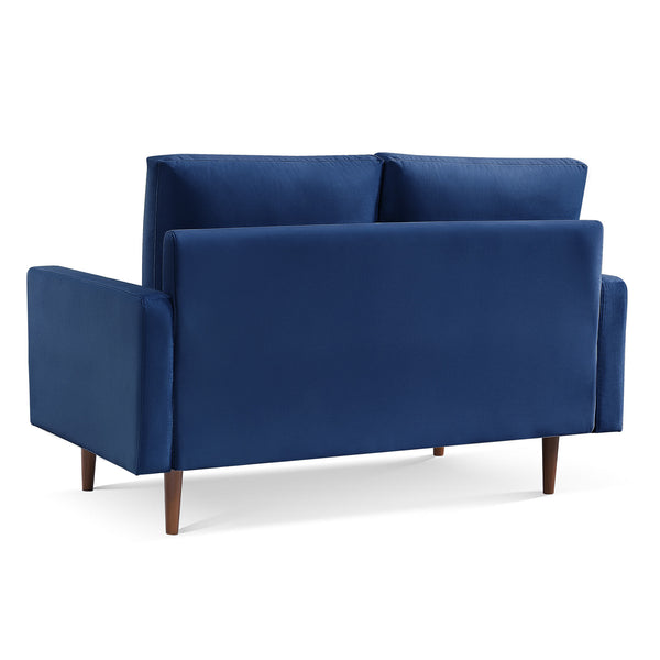 Homeroots 57" Blue And Dark Brown Velvet Loveseat   543718