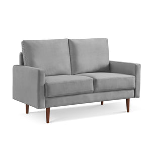 Homeroots 57" Gray And Dark Brown Velvet Loveseat   543719
