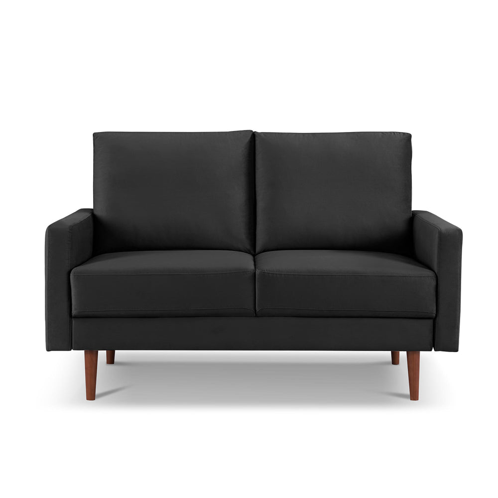 Homeroots 57" Black And Dark Brown Velvet Loveseat   543720