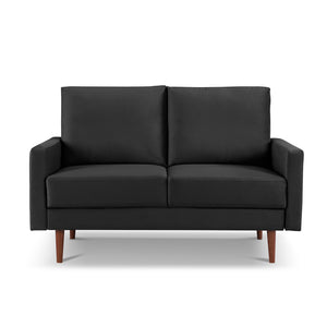 Homeroots 57" Black And Dark Brown Velvet Loveseat   543720