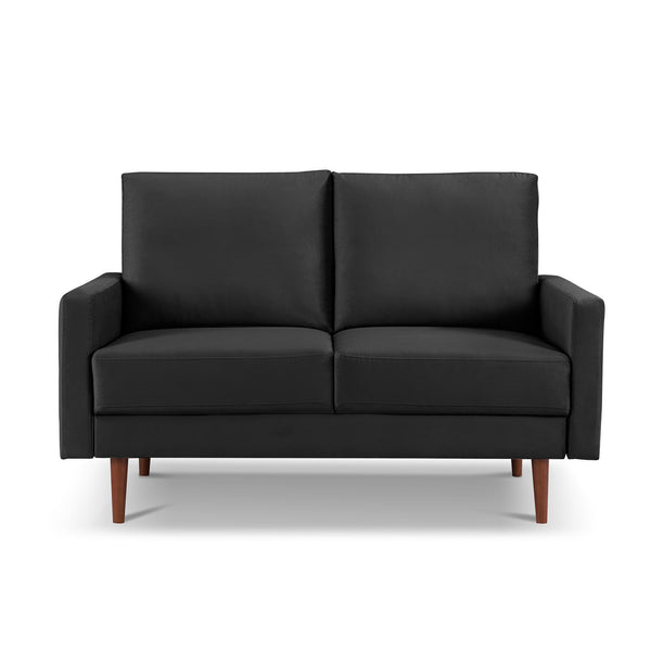 Homeroots 57" Black And Dark Brown Velvet Loveseat   543720