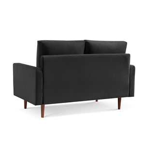 Homeroots 57" Black And Dark Brown Velvet Loveseat   543720