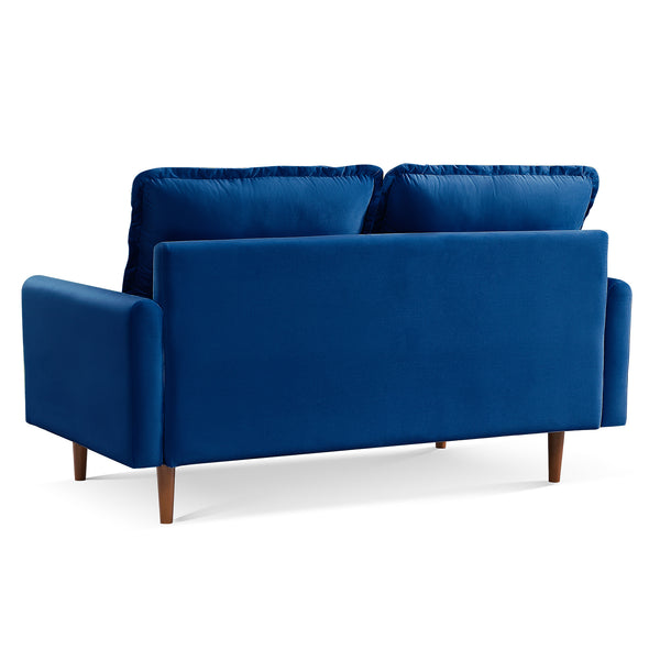 Homeroots 69" Blue Velvet Sofa With Dark Brown Legs   543722