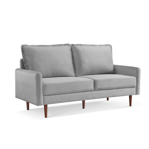 Homeroots 69" Gray Velvet Sofa With Dark Brown Legs   543723
