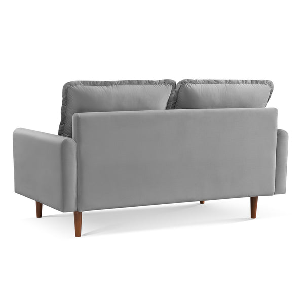 Homeroots 69" Gray Velvet Sofa With Dark Brown Legs   543723
