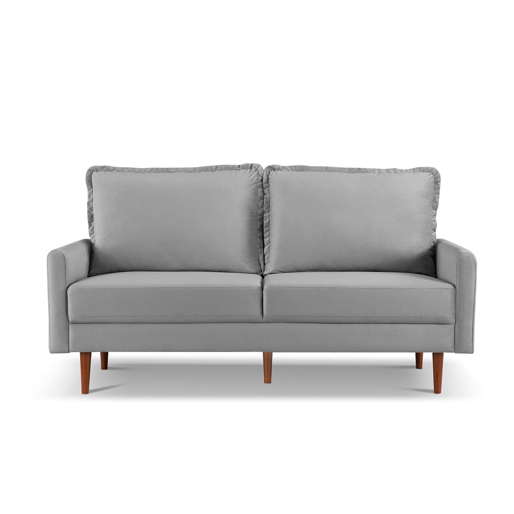 Homeroots 69" Gray Velvet Sofa With Dark Brown Legs   543723