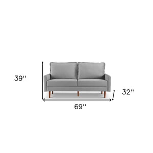 Homeroots 69" Gray Velvet Sofa With Dark Brown Legs   543723