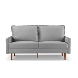 Homeroots 69" Gray Velvet Sofa With Dark Brown Legs   543723