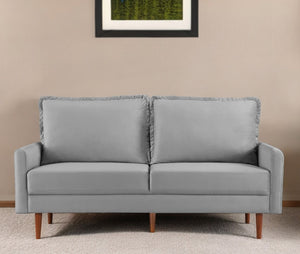 Homeroots 69" Gray Velvet Sofa With Dark Brown Legs   543723