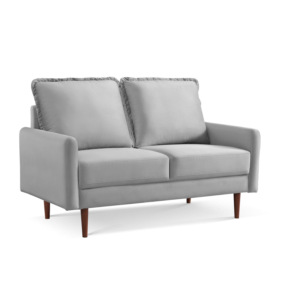 Homeroots 57" Gray And Dark Brown Velvet Loveseat   543727