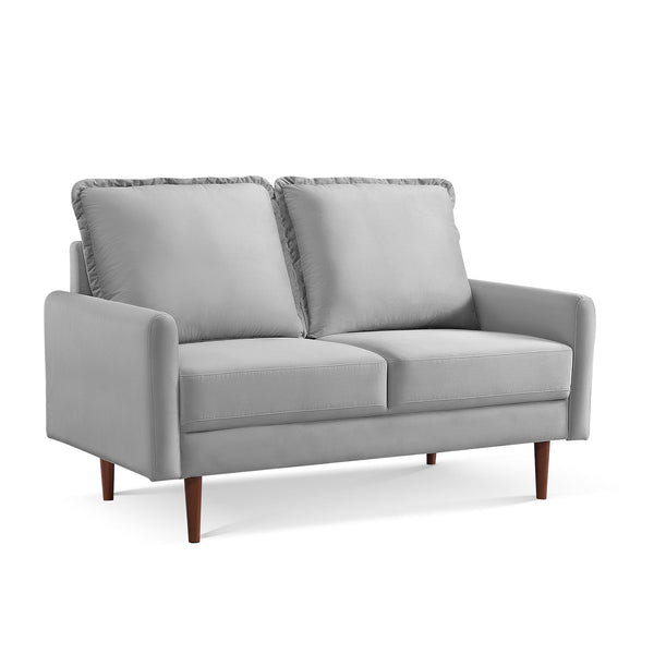 Homeroots 57" Gray And Dark Brown Velvet Loveseat   543727