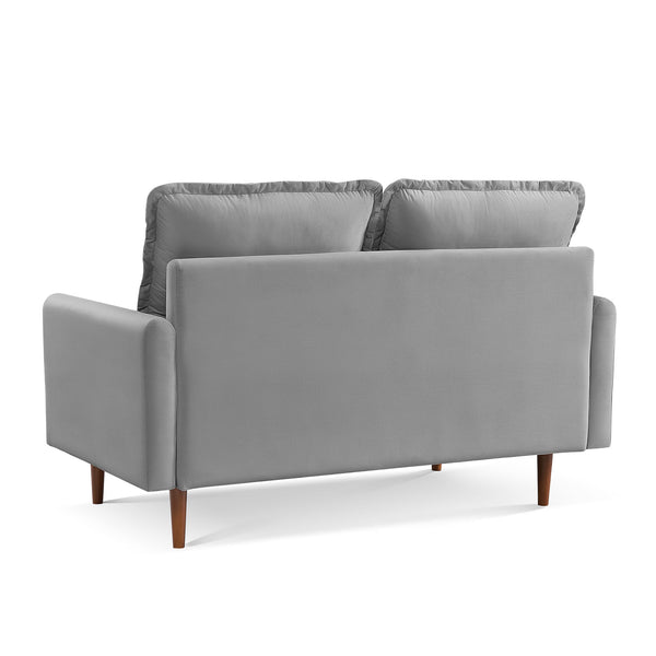 Homeroots 57" Gray And Dark Brown Velvet Loveseat   543727