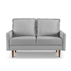 Homeroots 57" Gray And Dark Brown Velvet Loveseat   543727