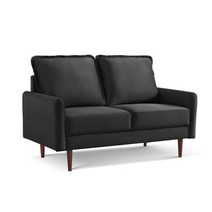 Homeroots 57" Black And Dark Brown Velvet Loveseat   543728