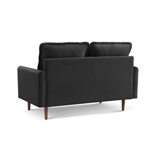 Homeroots 57" Black And Dark Brown Velvet Loveseat   543728