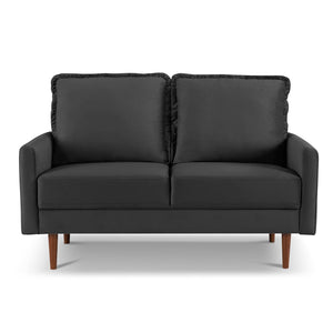 Homeroots 57" Black And Dark Brown Velvet Loveseat   543728