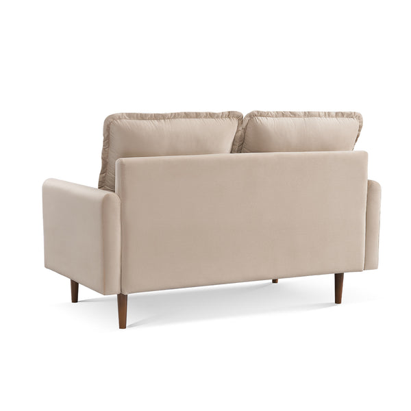 Homeroots 57" Beige And Dark Brown Velvet Loveseat   543729