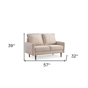 Homeroots 57" Beige And Dark Brown Velvet Loveseat   543729