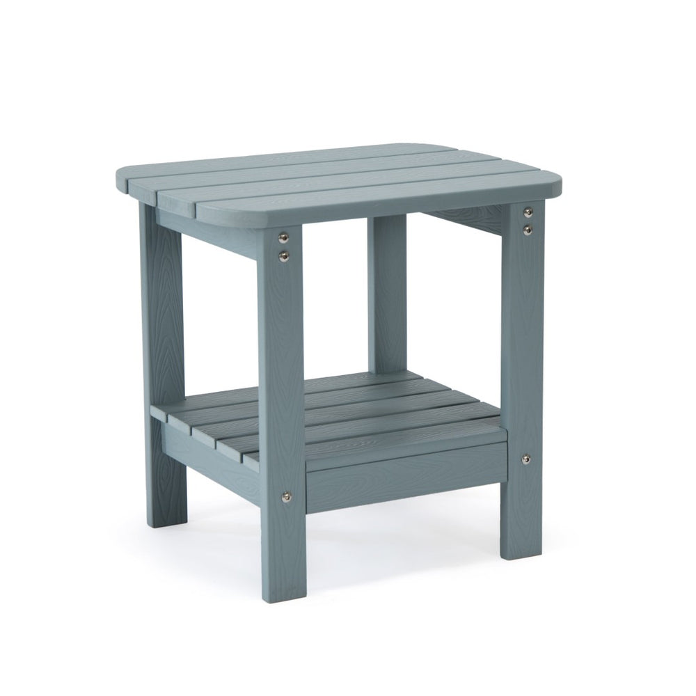 HomeRoots 15" Compact Outdoor Side Table - Stylish, Durable, and Multi-Purpose for Patios, Balconies, and Porches Aqua 543730