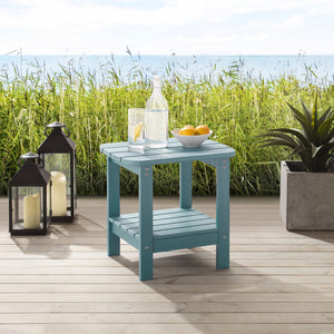 Homeroots 15" Aqua Plastic Outdoor Side Table Aqua Plastic 543730