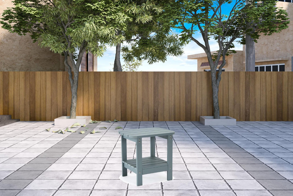HomeRoots 15" Compact Outdoor Side Table - Stylish, Durable, and Multi-Purpose for Patios, Balconies, and Porches Aqua 543730
