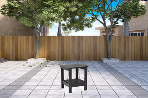 HomeRoots 15" Compact Outdoor Side Table - Stylish, Durable, and Multi-Purpose for Patios, Balconies, and Porches Black 543731