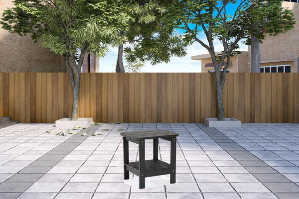 HomeRoots 15" Compact Outdoor Side Table - Stylish, Durable, and Multi-Purpose for Patios, Balconies, and Porches Black 543731