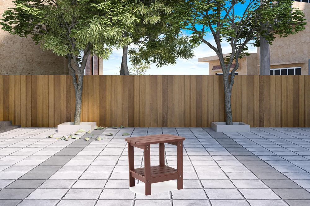 Homeroots 15" Brick Red Plastic Outdoor Side Table Brick Plastic 543732